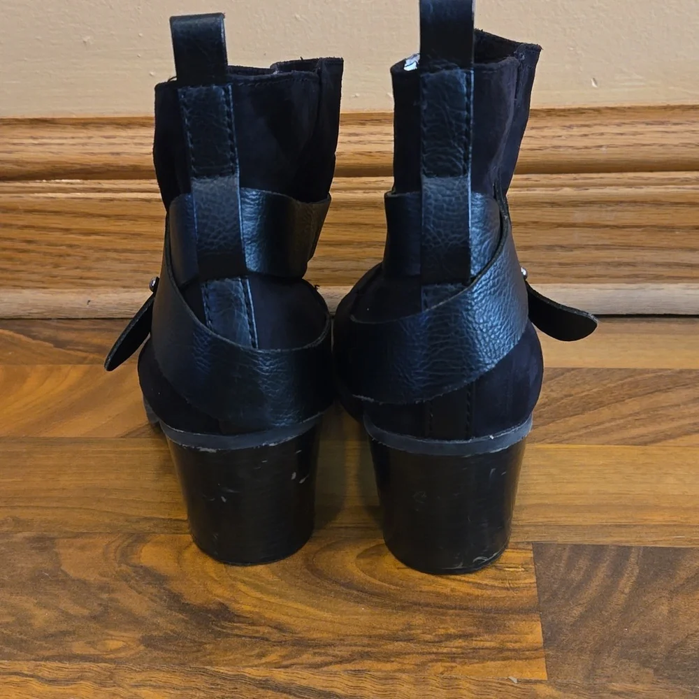Cross strap ankle boots